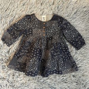 Navy Floral Kids Casual Dress